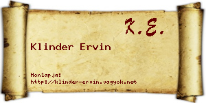 Klinder Ervin névjegykártya