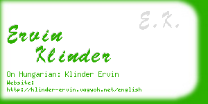ervin klinder business card